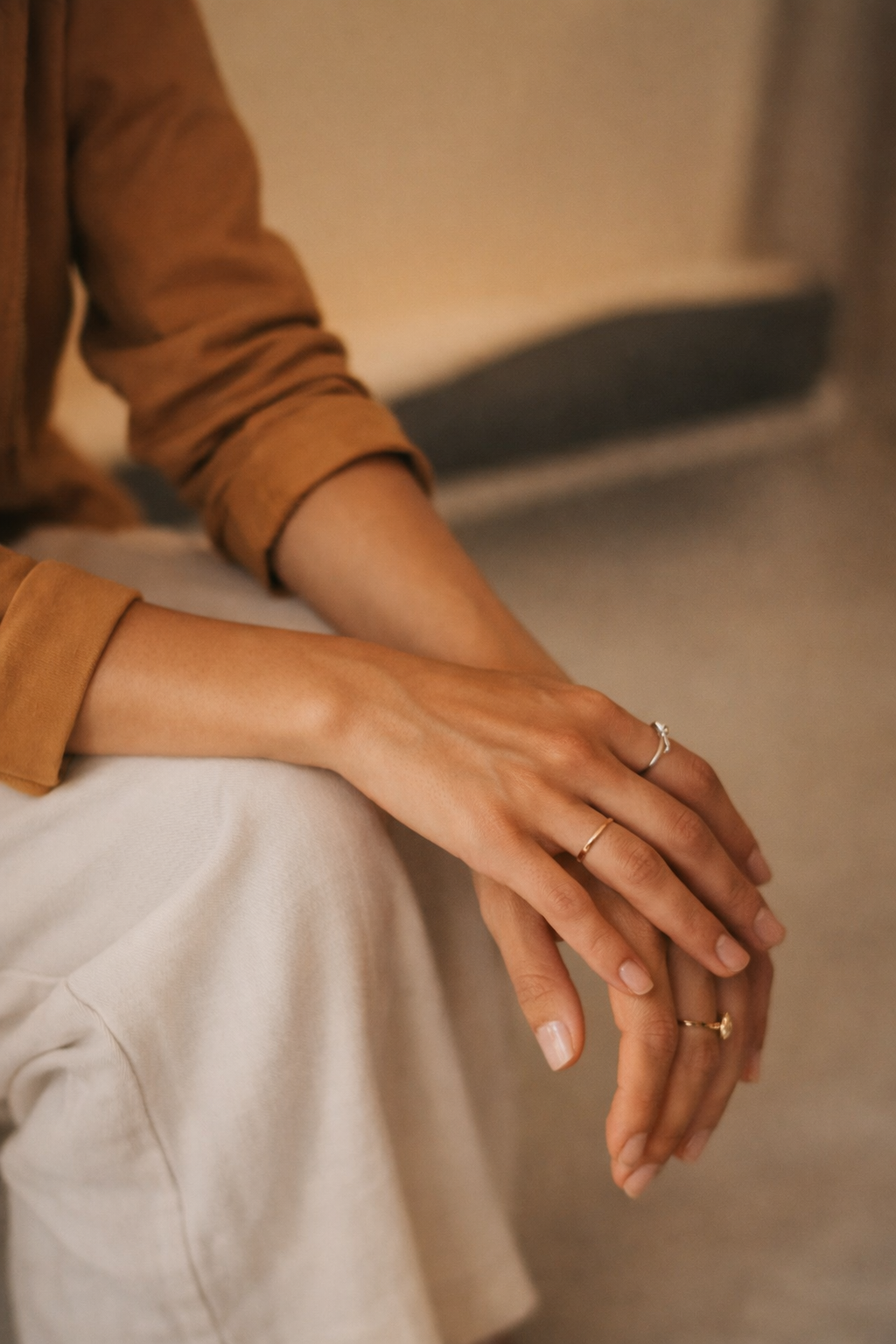 Hands in a calm prayer pose